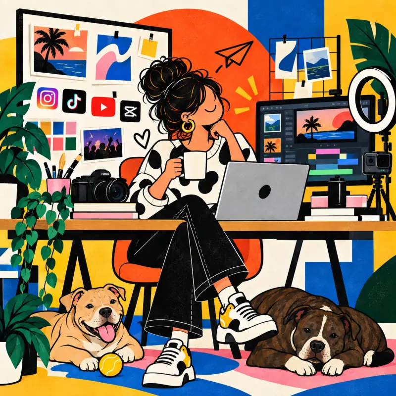 Illustration of a professional organizing work at a creative desk